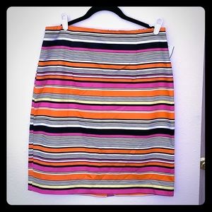 Worthington Neon Striped Midi Skirt sz 14